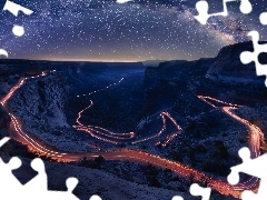 Gwiazdy, Park Narodowy Zion, Rozświetlona, Droga Mleczna, Góry, Stany Zjednoczone, Stan Utah, Zion Canyon, Kanion, Skały, Droga