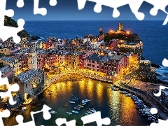 Vernazza, Miasto, Morze Liguryjskie, Łodzie, Domy, Port, W