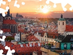 Panorama, Zamek na Hradczanach, Promienie słońca, Katedra 