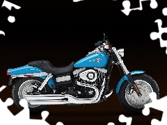 Błękitny, Polerowane, Wydechy, Harley Davidson Fat Bob