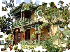 Piękny, Dom, Drzewo, Wiktoriański
