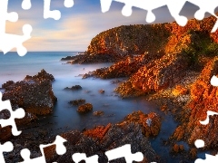 Morze, Zatoka, Australia, Stokes Bay, Kangaroo Island, Skały, Rozświetlone, Wyspa Kangura