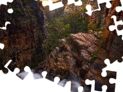 Rzeka, Góry, Morialta Conservation Park, Australia, Drzewa, Skały