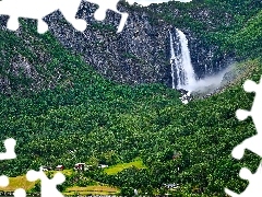 Drzewa, Skała, Gmina Luster, Góry, Wodospad Feigefossen, D