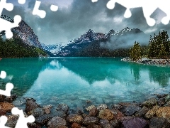 Kamienie, Góry, Jezioro, Lake Louise, Alberta, Kanada, Dom,