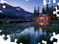 Dom, Park Narodowy Yoho, Most, Odbicie, Odbicie, Kanada, Drz