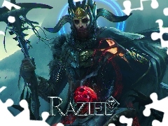 Raziel Dungeon Arena, Gra, Postać, Władca, Czaszka, Plakat, Korona, Kosa, Król