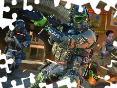 Postacie, Ulica, Walka, Dom, Broń, Call of Duty Modern Warfare 2, Gra, Bieg