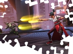 Kiriko, Kobieta, Ulica, Sztylety, Walka, Postać, Overwatch 2, Ogniste