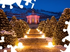 ĹwiateĹka, Zima, Lampy, Schody, Winiarnia Schloss Wack
