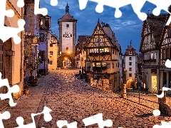Domy, Ulica, Bawaria, Rothenburg ob der Tauber, Niemcy