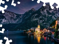 GĂłry, Austria, Alpy Salzburskie, Jezioro Hallstattersee, 