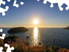 Morze AndamaĹskie, PrzylÄdek, Windmill Viewpoint, Cape Phrom Thep, ZachĂłd sĹoĹca, Wyspy, Tajlandia
