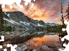 Lake Marie, Kamienie, Stany Zjednoczone, Drzewa, Wyoming, Je