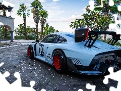 Porsche 935, Niebieskie, Palmy, TyĹ, Dom, Forza Horizon 5, Gra, Dziedziniec