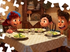 Postacie, Giulia Marcovaldo, Jedzenie, Luca Paguro, StĂłĹ, Luca, Film animowany, Alberto Scorfano