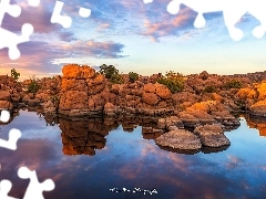 Watson Lake, Drzewa, Arizona, Jezioro, SkaĹy, Prescott, S