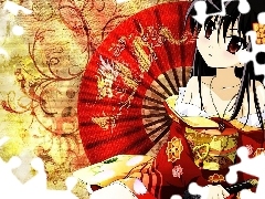 Wachlarz, Kimono, Dziewczyna