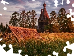 Cerkiew, Rosja, ĹÄka, Dach, Drzewa, ObwĂłd archangielski