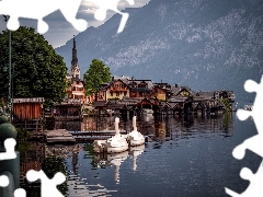 Hallstatt, Domy, ĹĂłdki, GĂłry, Jezioro Hallstatterse