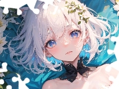 Dziewczyna, Kwiaty, Anime, Naszyjnik