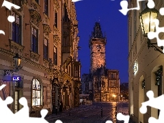 Dzielnica Nove Mesto, Czechy, Domy, Latarnia uliczna, Ulica, Praga