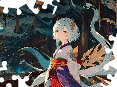 BiĹźuteria, Dziewczyna, Smok, Anime, RÄkawiczki, Kimono