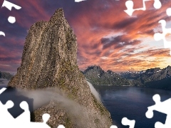 Kolorowe, Niebo, Norwegia, Morze, Senja, SkaĹy, GĂłry,