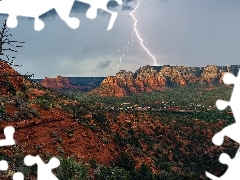 SkaĹy, Arizona, Piorun, Sedona, Stany Zjednoczone, Chmury