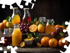 Cytryny, Owoce, Soki, Butelki, Winogrona, PomaraĹcze