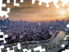 Miasto, Manila, Z lotu ptaka, Domy, Most, Stolica, Filipiny,