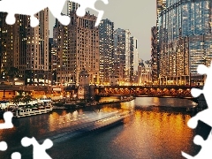 WieĹźowce, Miasto, Most, Chicago, Stany Zjednoczone, Domy,