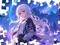 Dziewczyna, Wiatr, Anime, WĹosy