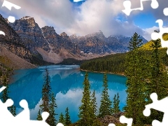 Jezioro Moraine, Prowincja Alberta, Chmury, Park Narodowy Ba