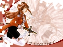długie włosy, czarne spodnie, Sakura Wars