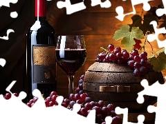 Butelka, Kiście, Kieliszek, Kompozycja, Wino, Winogrona