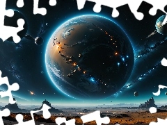 Fantasy, Kosmos, Skały, Planety
