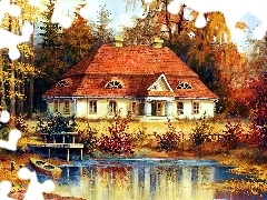 Staw, Jezioro, Dom, Dworek