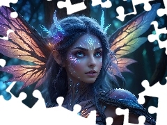 Elf, Kobieta, Światło, Grafika, Skrzydła, Dziewczyna