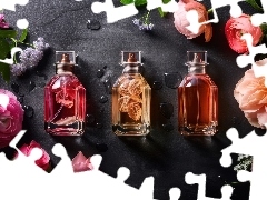 Ciemne, Tło, Flakon, Kwiaty, Perfumy