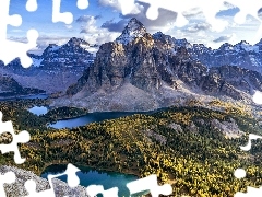 Góry Skaliste, Kanada, Lasy, Jeziora, Mount Assiniboine, Alberta