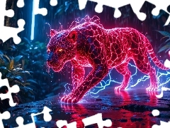 Jaguar, Zwierzę, Oświetlenie, Stąpanie, Kolor, Komputerow