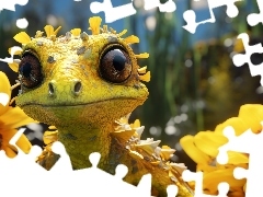 Grafika AI, Jaszczurka, Kwiaty