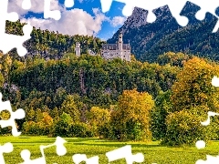 Skały, Jesień, Bawaria, Góry, Zamek Neuschwanstein, Drzew