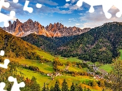 Góry, Włochy, Dolina, Santa Maddalena, Alpy