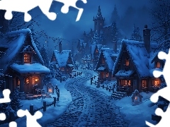 Noc, AI, Domy, Droga, Zima