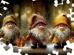 Długie, Trzy, Prezenty, Grafika AI, Brody, Skrzaty