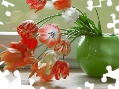 Zielony, Wazonik, Tulipany