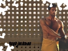 ręcznik, broda, Hugh Jackman