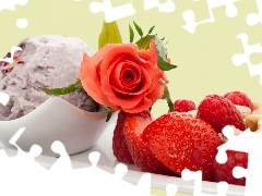 Lody, Róża, Kompozycja, Owoce